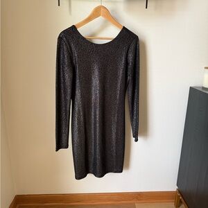 Black Shimmery Long Sleeve Dress